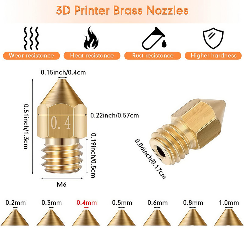 نازل پرینتر سه بعدی مدل MK8 کد brass06