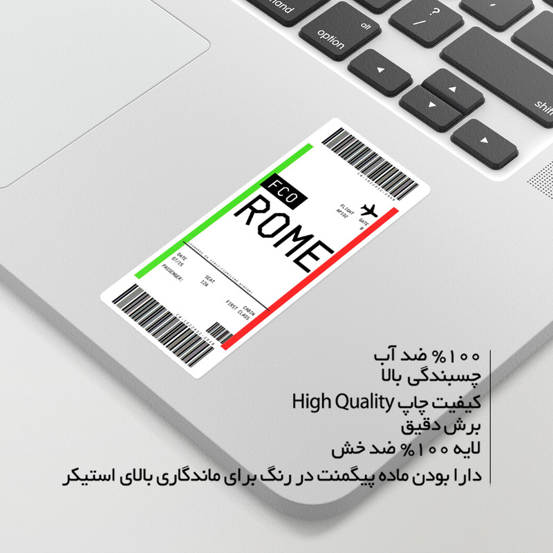 استیکر لپ تاپ ماسا دیزاین طرح تیکت ROME مدل STK1438