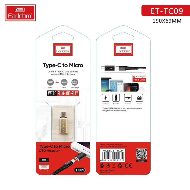 مبدل USB-C به MicroUSB  ارلدام مدل ET-TC09