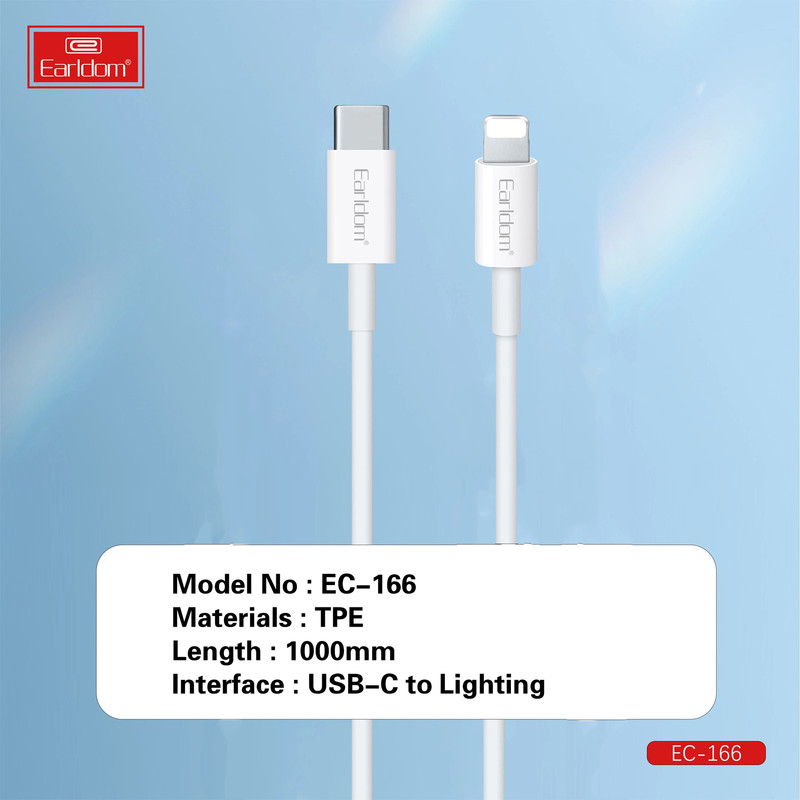 کابل تبدیل USB-C به لایتنینگ ارلدام مدل EC-166i PD20W طول 1 متر