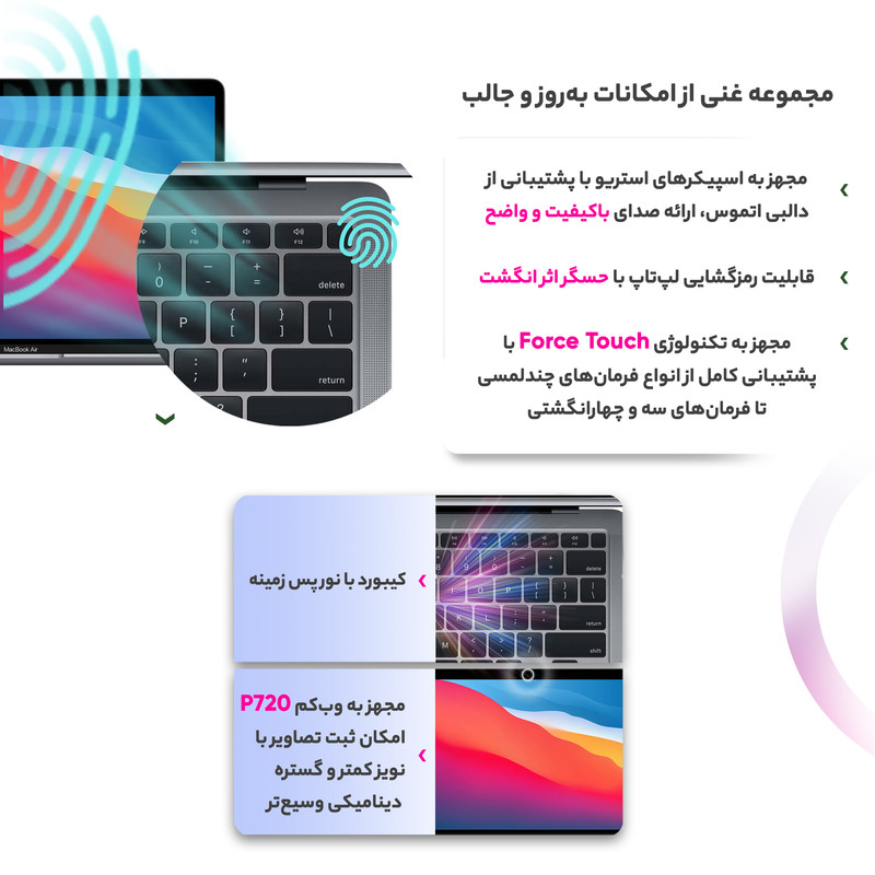 لپ تاپ 13.3 اینچی اپل مدل MacBook Air MGN63 2020 