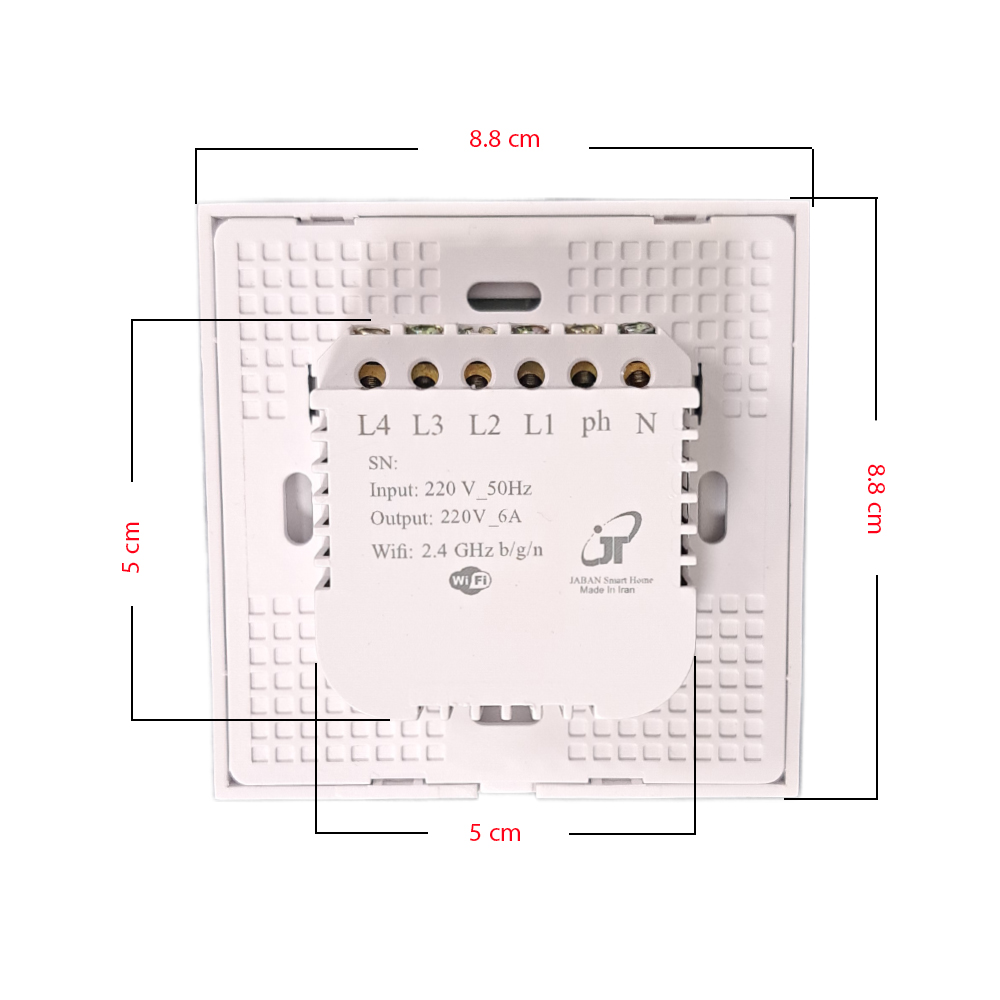 کلید لمسی هوشمند جابان مدل فریم دار چهار پل