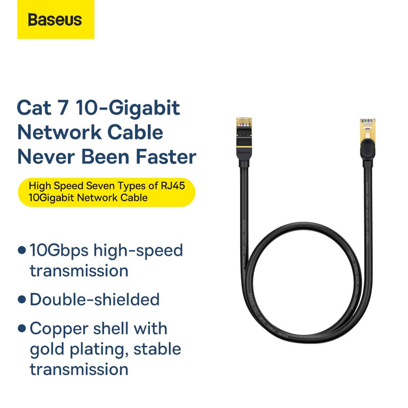 کابل شبکه Cat7 باسئوس مدل HIGH SPEED SEVEN TYPES 10GIGABIT 