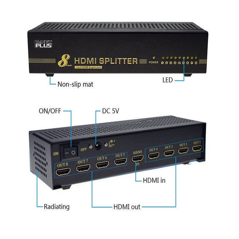 اسپلیتر 1 به 8 HDMI کی نت پلاس مدل KPS648