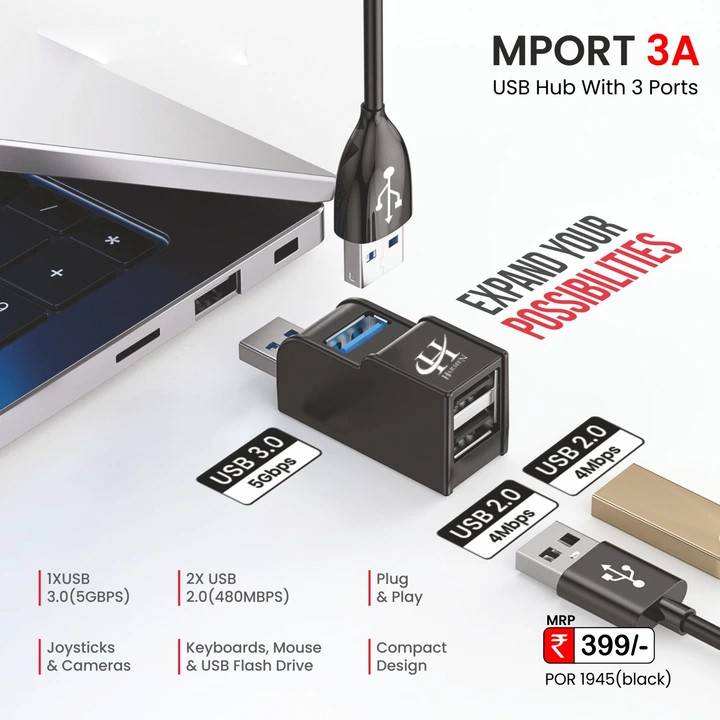 هاب 3 پورت USB3.0 هارمن مدل HR-PRO3