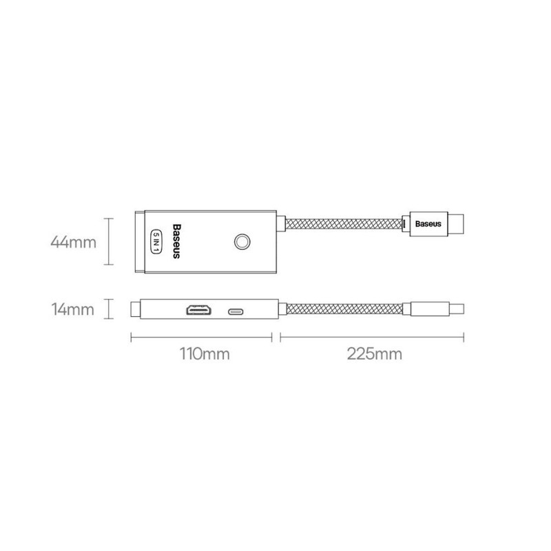 هاب 5 پورت usb-c باسئوس مدل BS-OH018