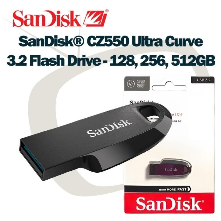 فلش مموری سن دیسک مدل CZ550 CURVE USB3.2 ظرفیت 32 گیگابایت