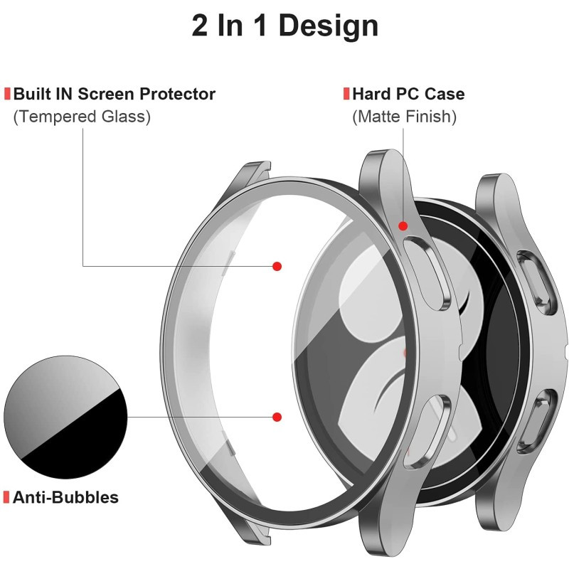 کاور مدل Tempered مناسب برای ساعت هوشمند سامسونگ Galaxy Watch 4 44mm به همراه محافظ صفحه نمایش