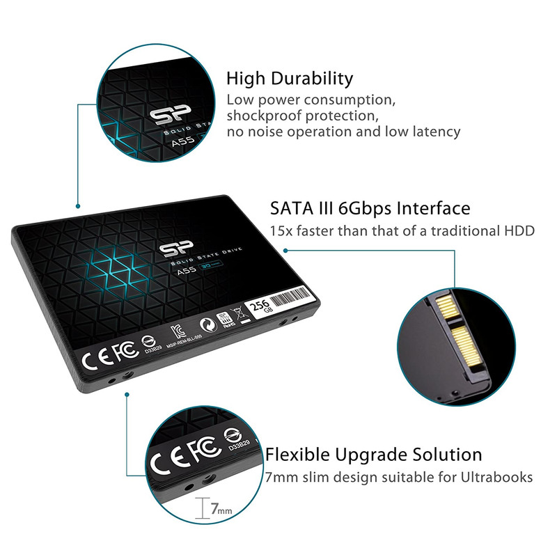 اس اس دی اینترنال SATA3.0 سیلیکون پاور مدل Ace A55 ظرفیت 256 گیگابایت