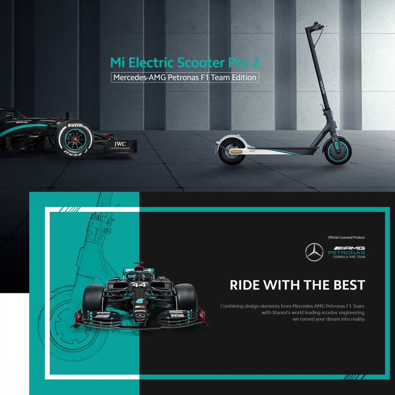 اسکوتر برقی شیائومی مدل Pro 2 Mercedes-AMG Petronas F1 Team Edition