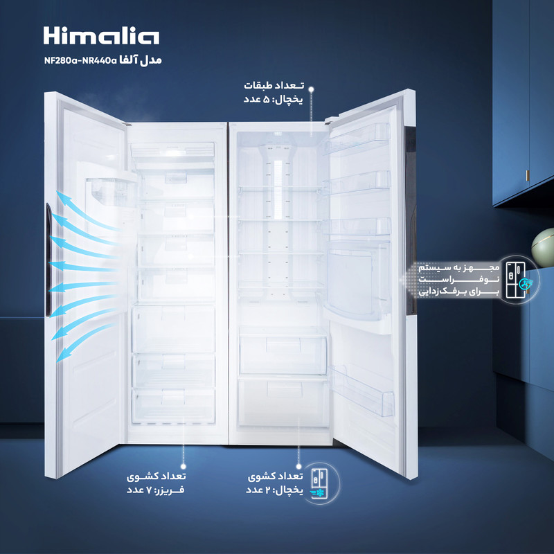 یخچال و فریزر دوقلو 17 فوت هیمالیا مدل آلفا NF280a-NR440a