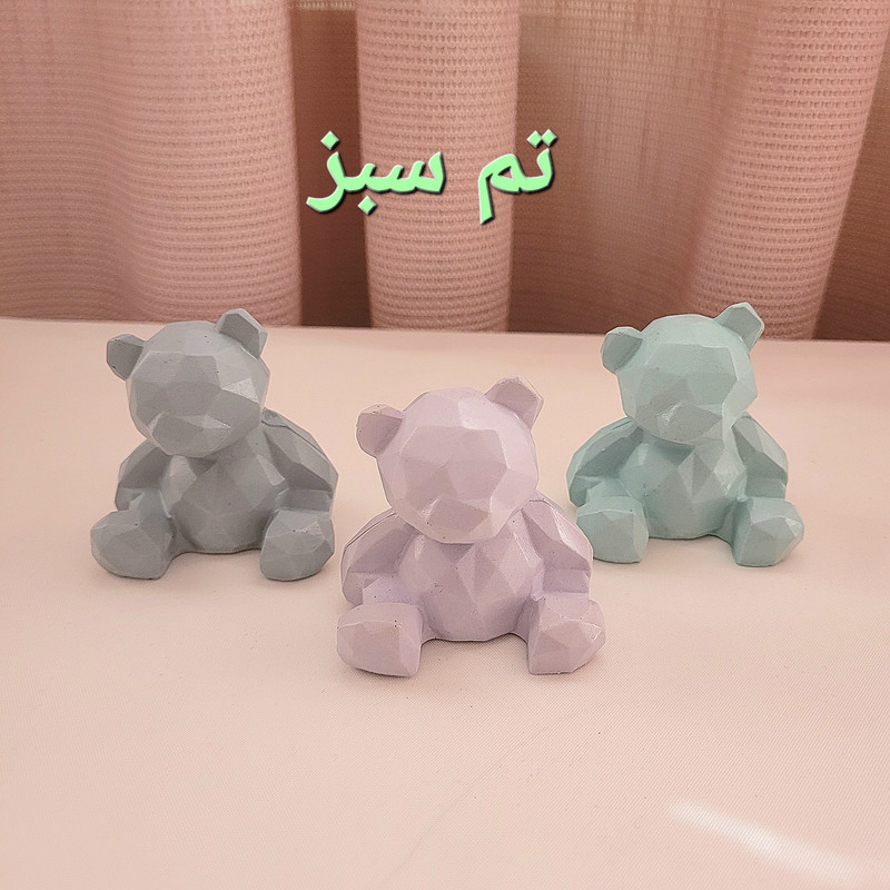 مجسمه سنگی مدل خرس تدی مجموعه 2 عددی